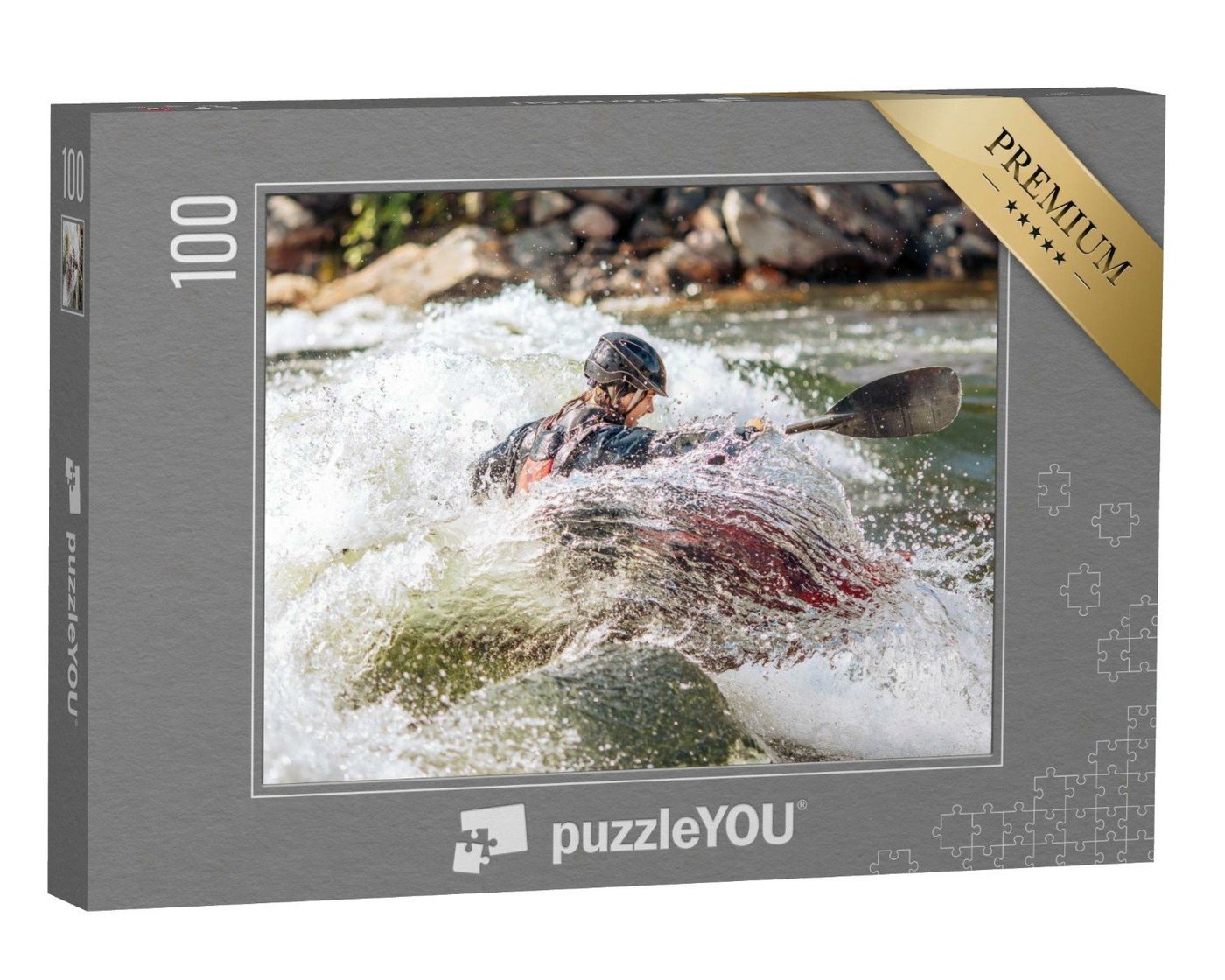 puzzleYOU Puzzle Kajak extrem im Wildwasserfluss, 100 Puzzleteile, puzzleYOU-Kollektionen Sport, Menschen von puzzleYOU
