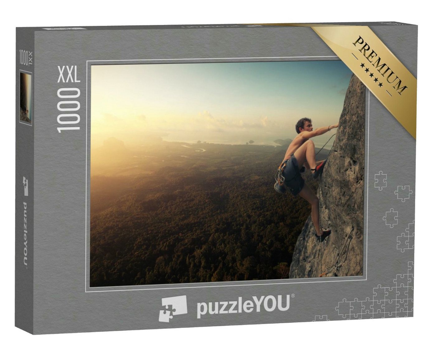 puzzleYOU Puzzle Kletterroute im Sonnenaufgang, 1000 Puzzleteile, puzzleYOU-Kollektionen Sport von puzzleYOU