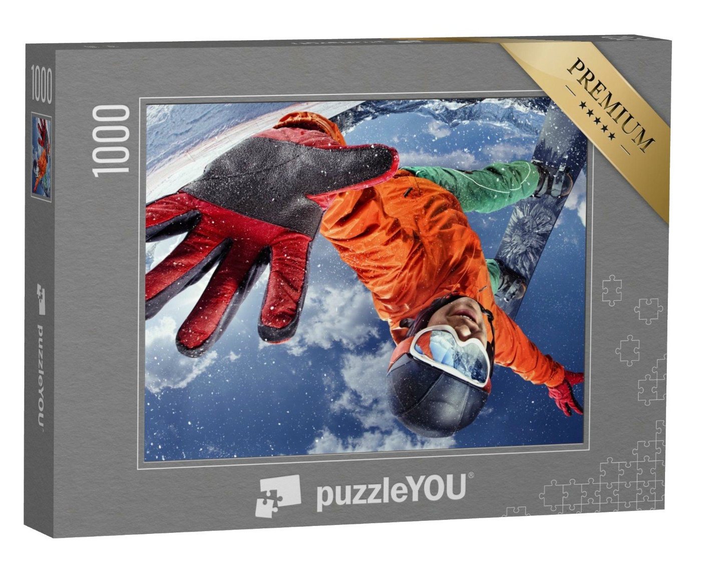 puzzleYOU Puzzle Kopfüber: Salto mit Snowboard, 1000 Puzzleteile, puzzleYOU-Kollektionen Sport von puzzleYOU