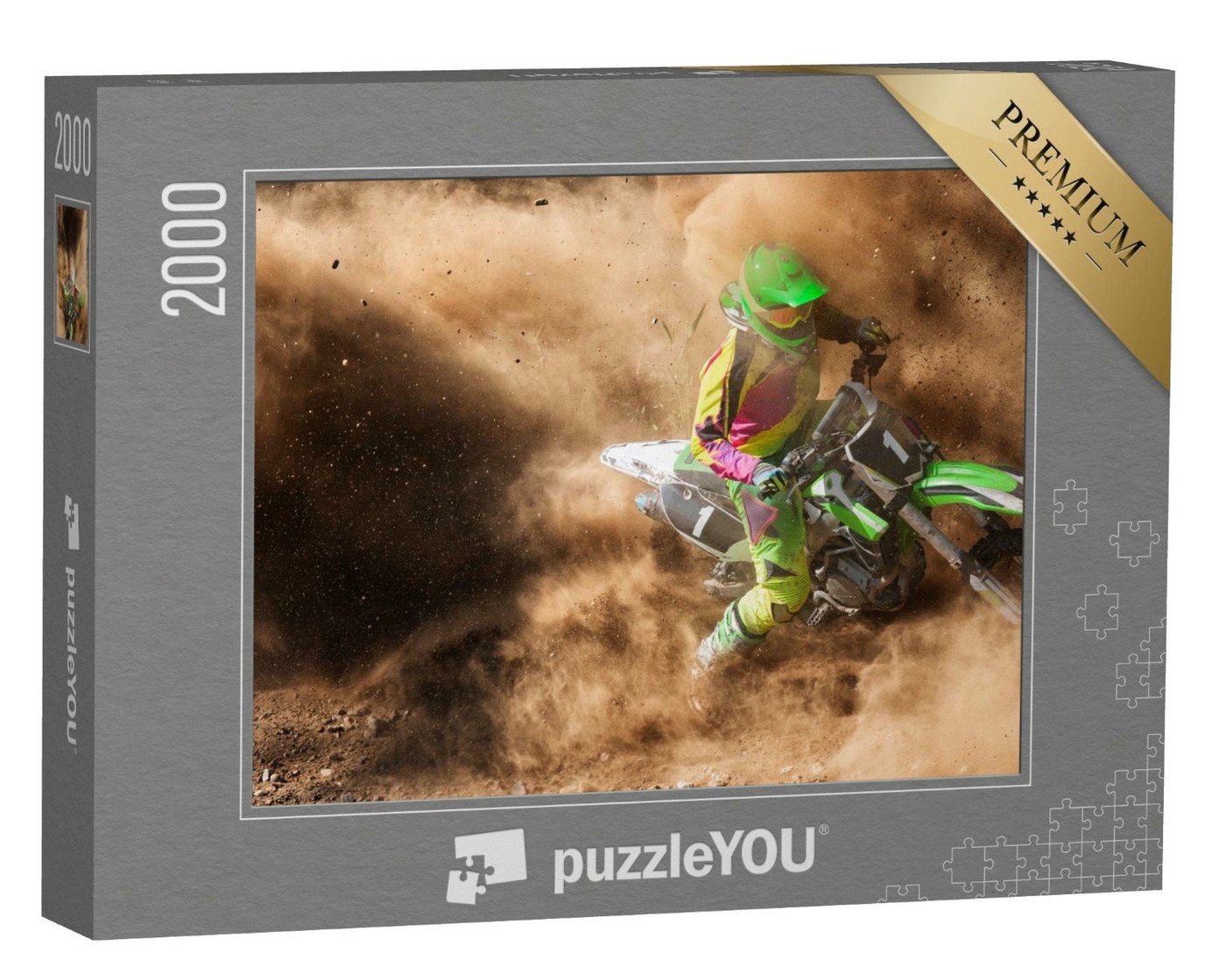 puzzleYOU Puzzle Motocross-Fahrer beim Drift, 2000 Puzzleteile, puzzleYOU-Kollektionen Sport, Menschen von puzzleYOU
