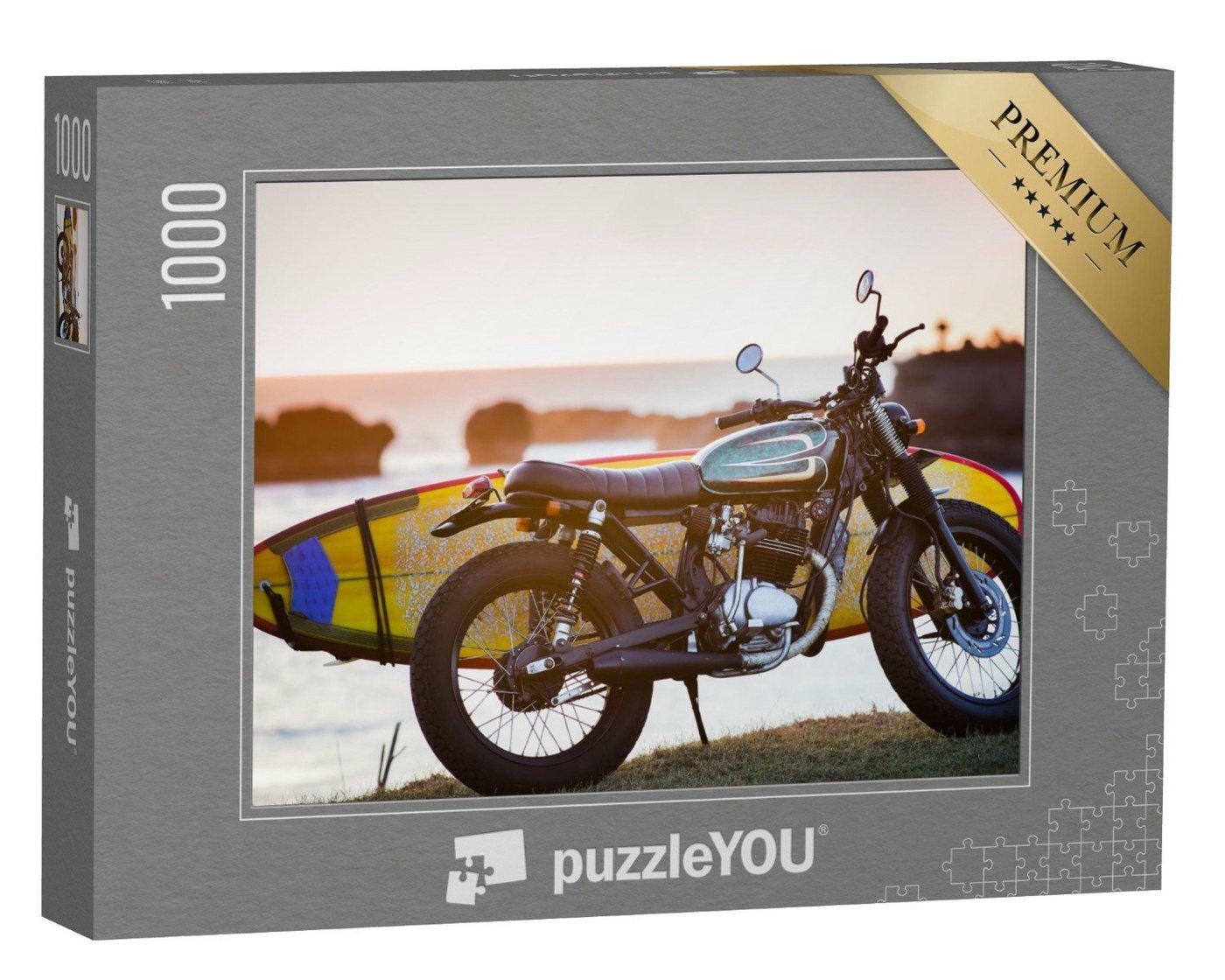 puzzleYOU Puzzle Motorrad mit Surfbrett, indonesische Kultur, 1000 Puzzleteile, puzzleYOU-Kollektionen Sport von puzzleYOU