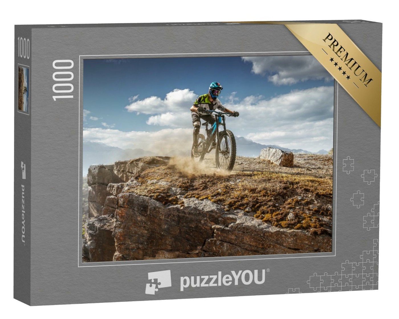 puzzleYOU Puzzle Mountainbiker über dem Abhang, 1000 Puzzleteile, puzzleYOU-Kollektionen Sport von puzzleYOU