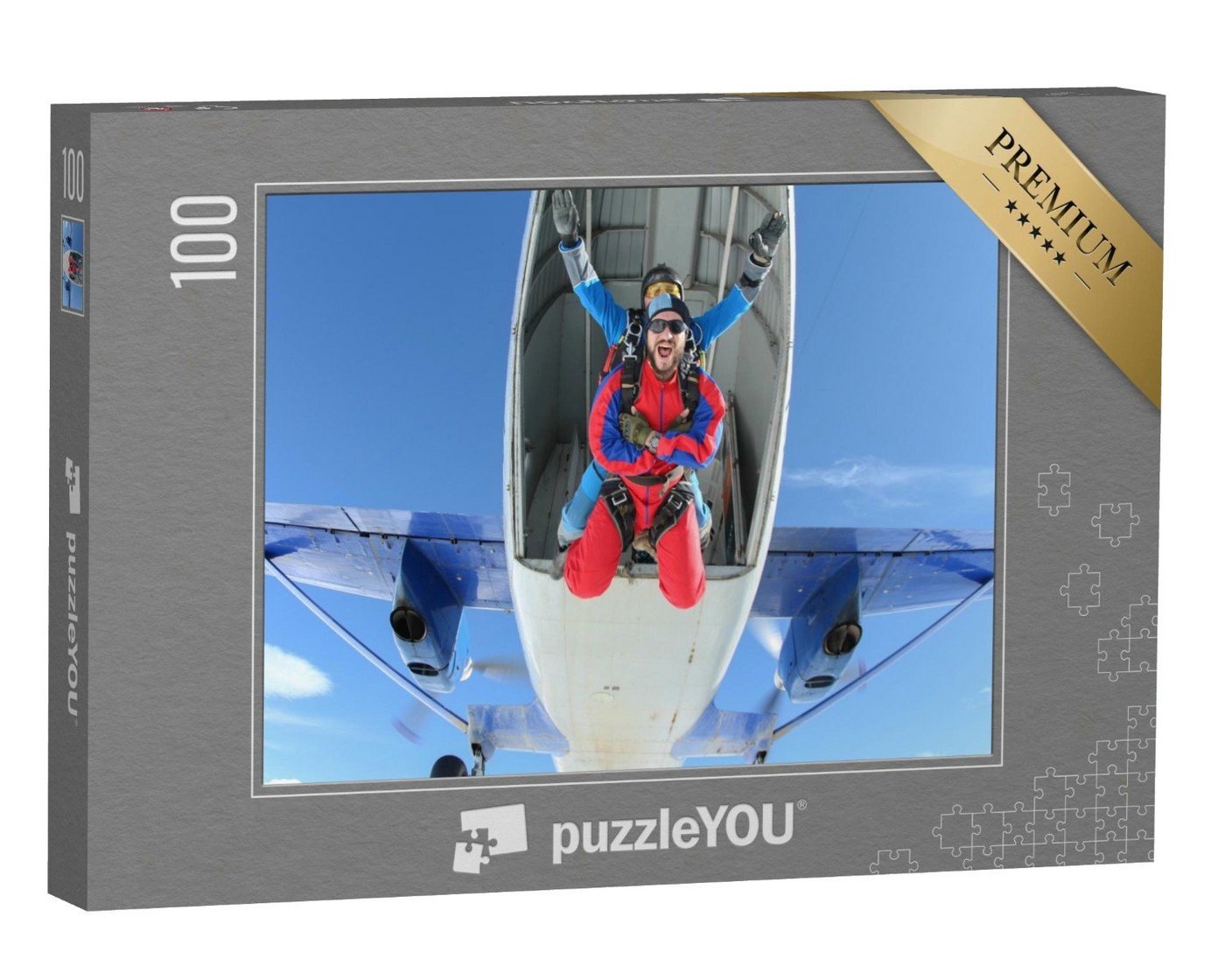puzzleYOU Puzzle Nervenkitzel: Tandem-Fallschirmsprung, 100 Puzzleteile, puzzleYOU-Kollektionen Sport, Menschen von puzzleYOU