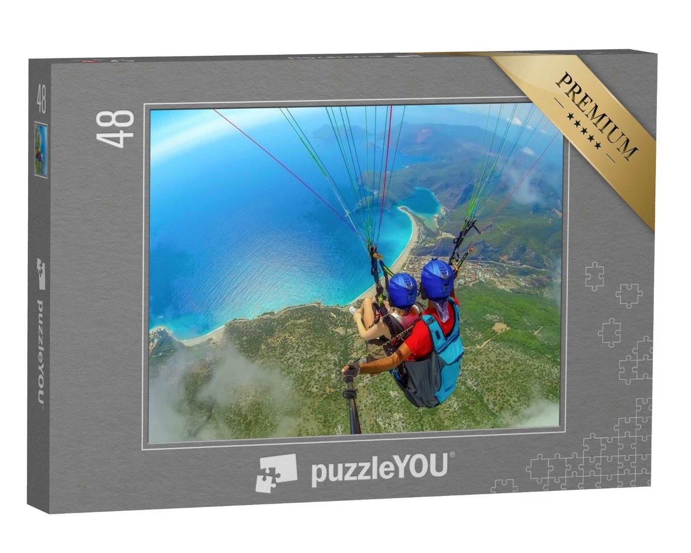 puzzleYOU Puzzle Paraglider Tandemflug über der Blauen Lagune, 48 Puzzleteile, puzzleYOU-Kollektionen Sport von puzzleYOU