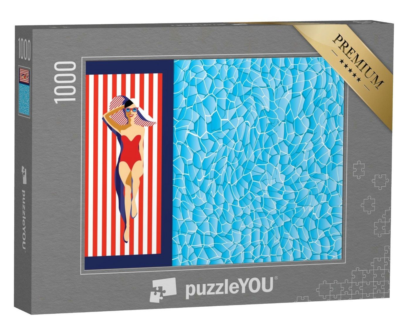puzzleYOU Puzzle Schöne junge Frau am Pool mit Sonnenbrille, 1000 Puzzleteile, puzzleYOU-Kollektionen Vintage von puzzleYOU