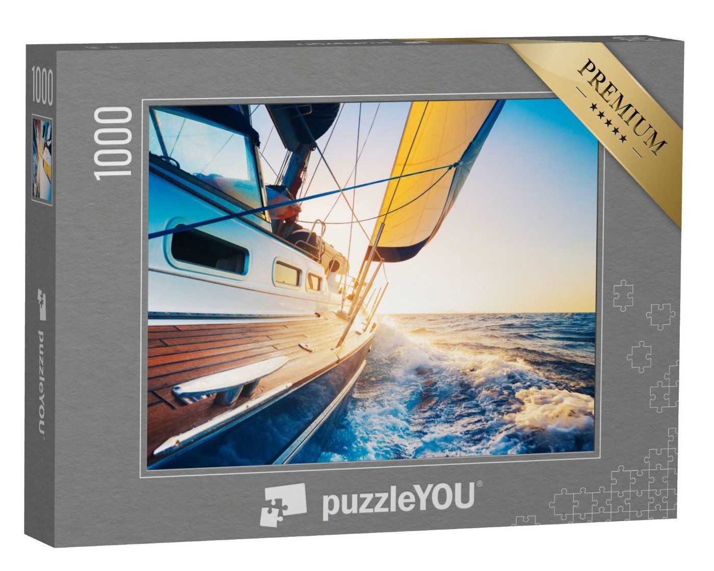 puzzleYOU Puzzle Segeln in den Sonnenuntergang, 1000 Puzzleteile, puzzleYOU-Kollektionen Sport, Segelschiffe von puzzleYOU