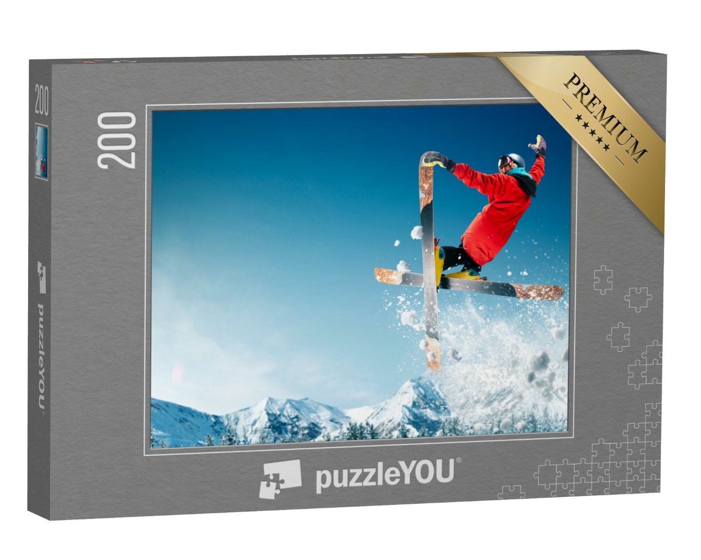 puzzleYOU Puzzle Skifahrer beim Sprung mit gekreuzten Skiern, 200 Puzzleteile, puzzleYOU-Kollektionen Sport von puzzleYOU
