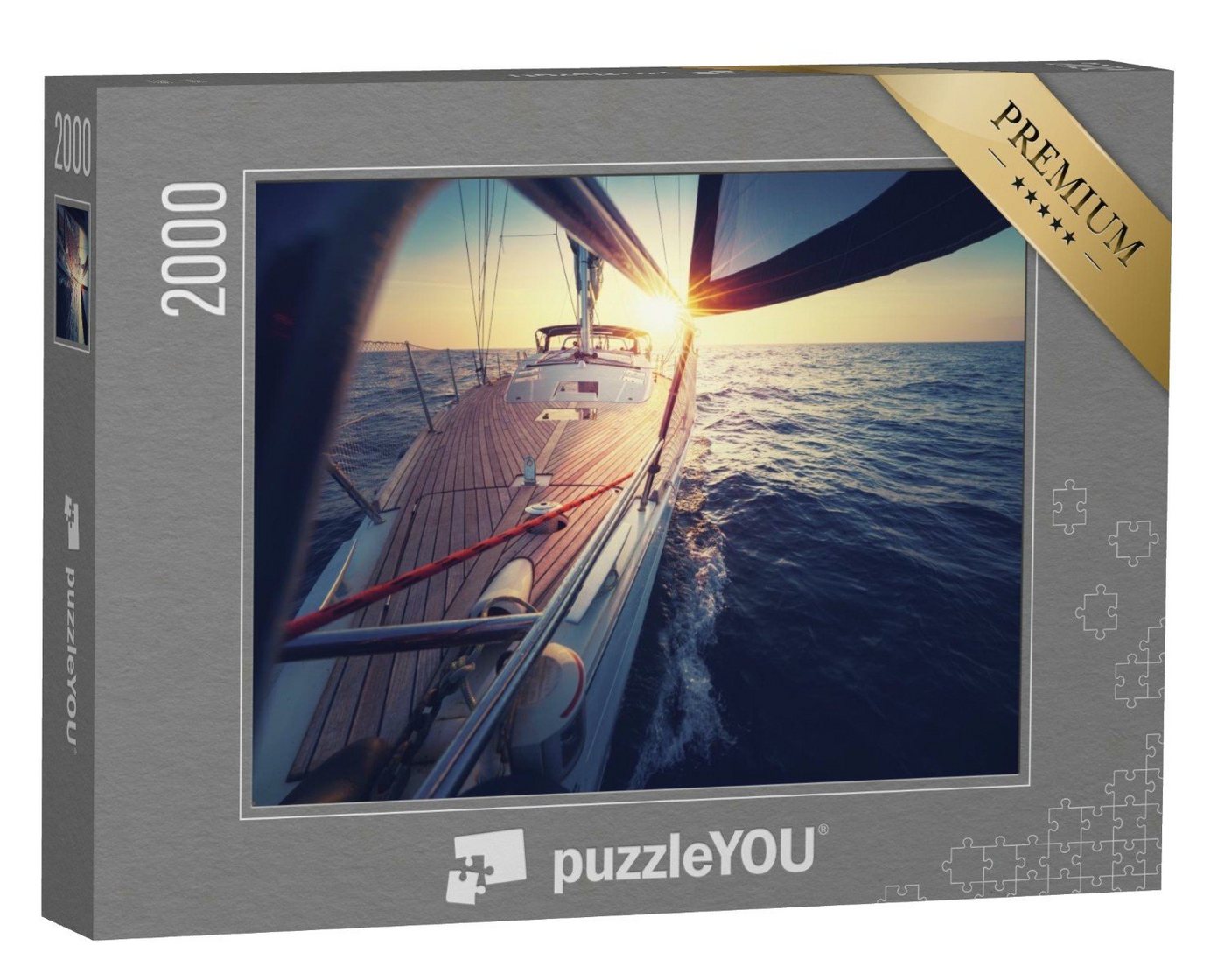 puzzleYOU Puzzle Sonnenuntergang auf dem Deck eines Segelbootes, 2000 Puzzleteile, puzzleYOU-Kollektionen Sport von puzzleYOU