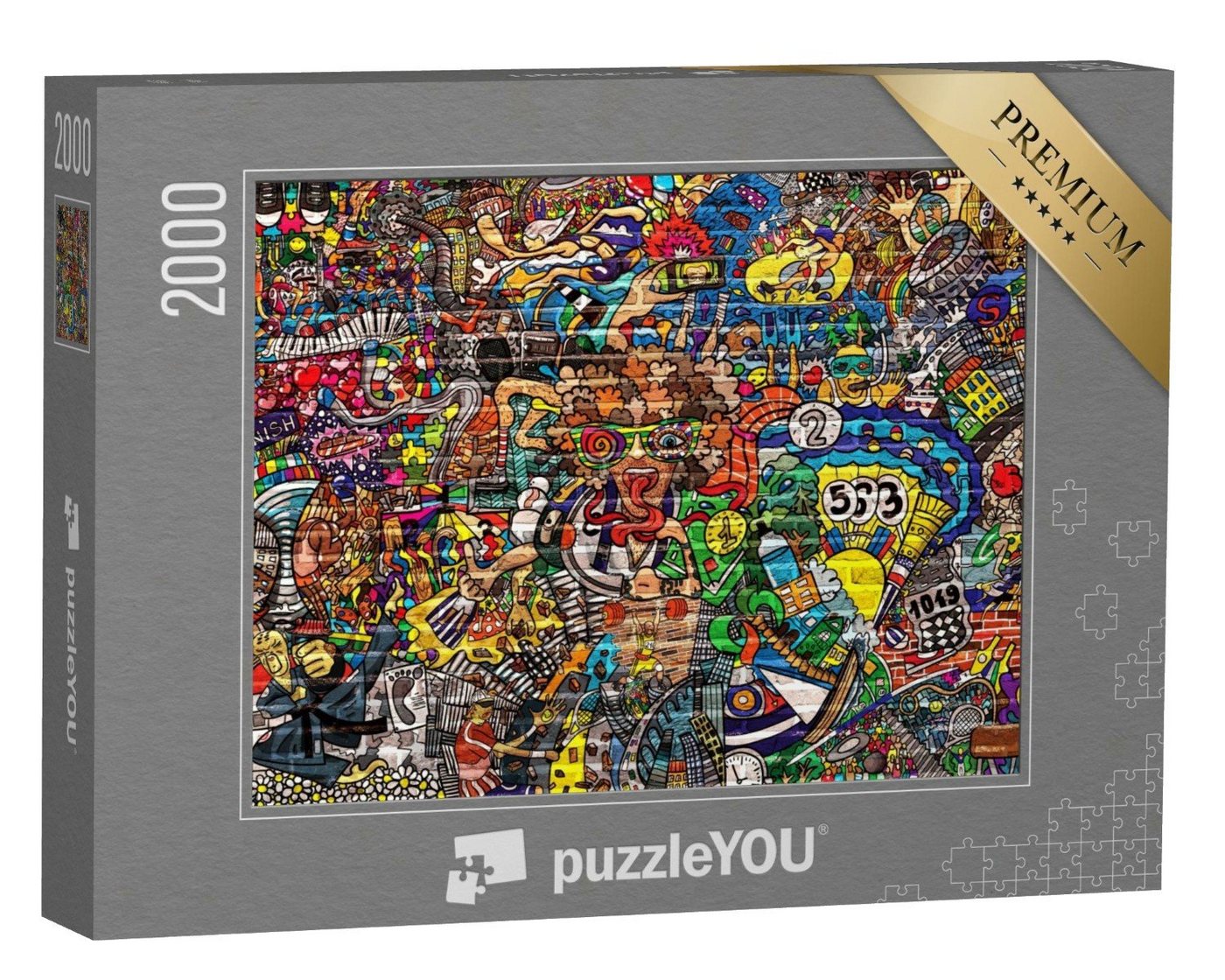 puzzleYOU Puzzle Sport-Collage auf einer großen Backsteinmauer, 2000 Puzzleteile, puzzleYOU-Kollektionen Kunst & Fantasy von puzzleYOU