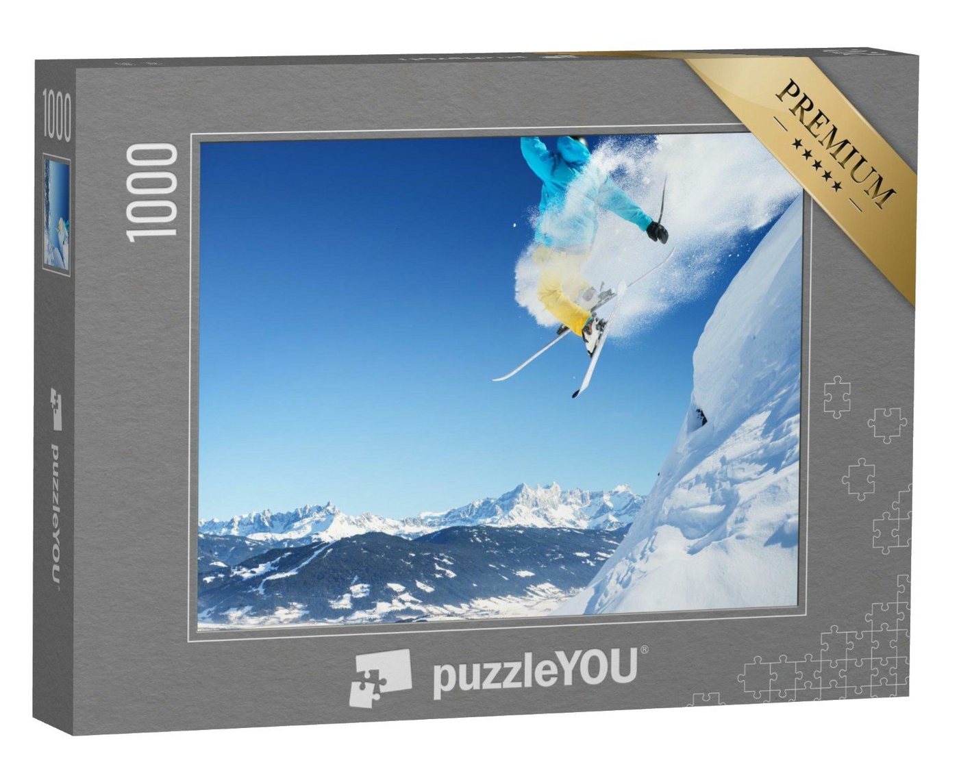 puzzleYOU Puzzle Springender Skifahrer am Steilhang, 1000 Puzzleteile, puzzleYOU-Kollektionen Sport von puzzleYOU