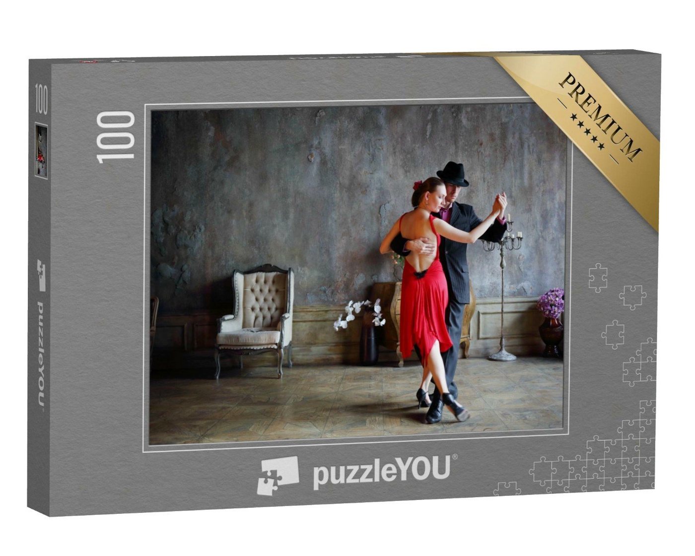 puzzleYOU Puzzle Tango im roten Kleid und schwarzen Anzug, 100 Puzzleteile, puzzleYOU-Kollektionen Tanz, Menschen von puzzleYOU