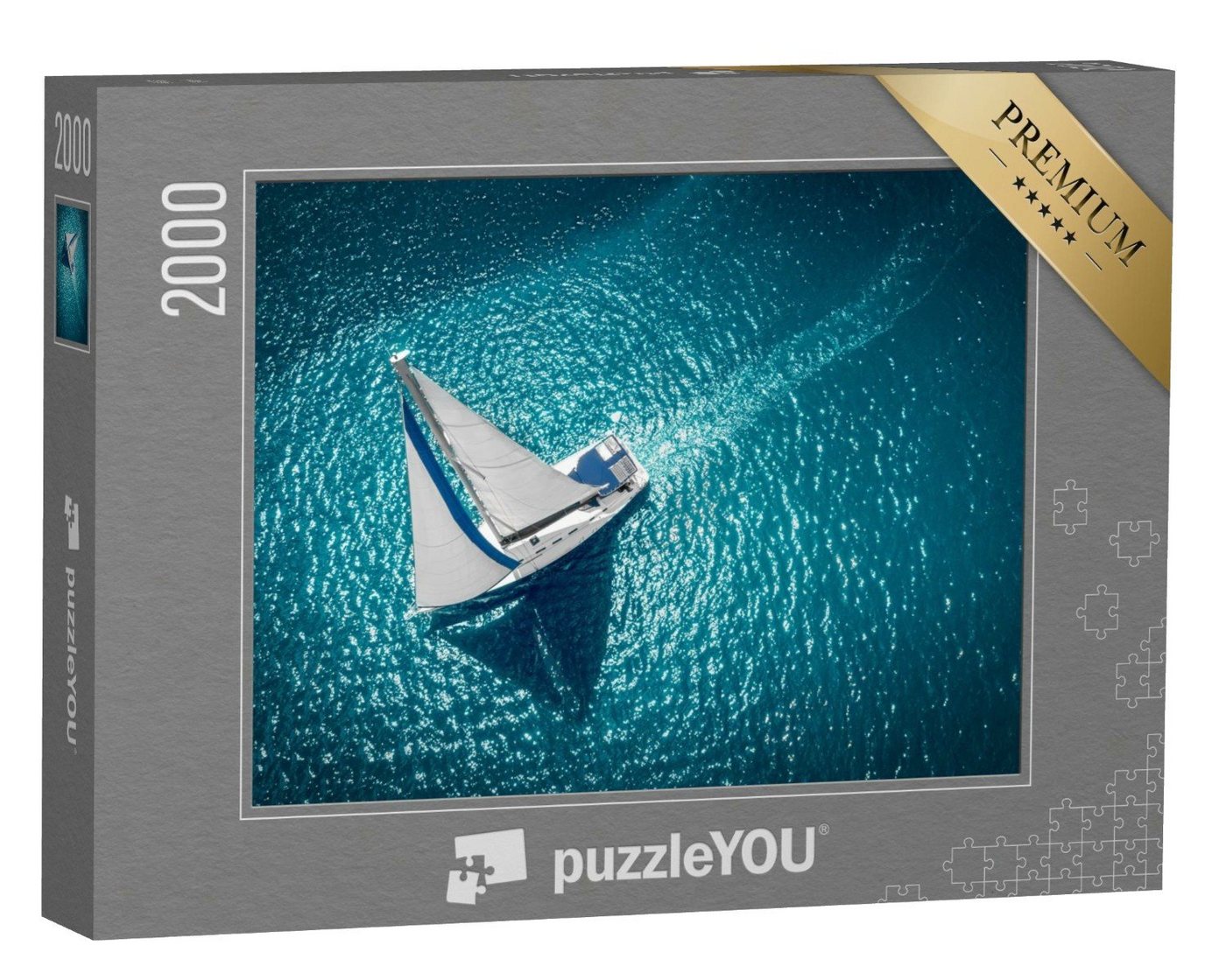puzzleYOU Puzzle Vogelperspektive: Segelschiff auf offener See, 2000 Puzzleteile, puzzleYOU-Kollektionen Sport von puzzleYOU