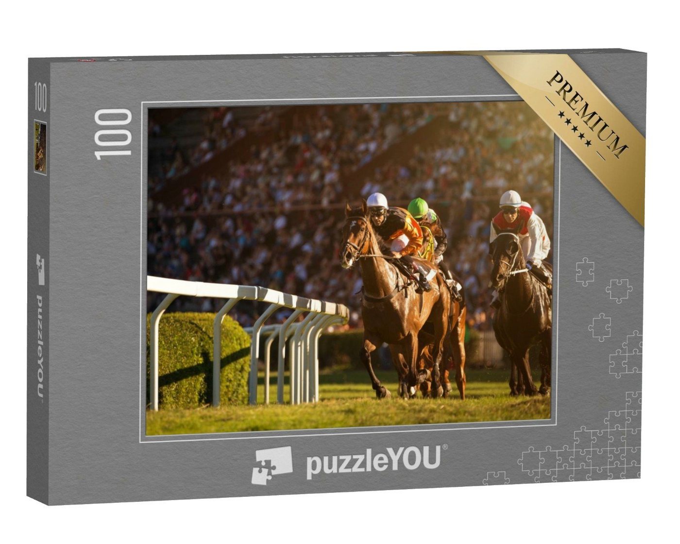 puzzleYOU Puzzle Voll konzentriert: Jockeys beim Pferderennen, 100 Puzzleteile, puzzleYOU-Kollektionen Sport, Menschen von puzzleYOU