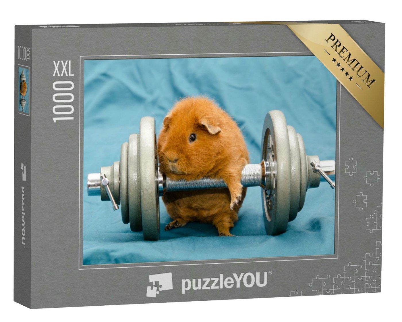 puzzleYOU Puzzle Winziges Meerschweinchen an riesiger Hantel, 1000 Puzzleteile, puzzleYOU-Kollektionen Tiere von puzzleYOU