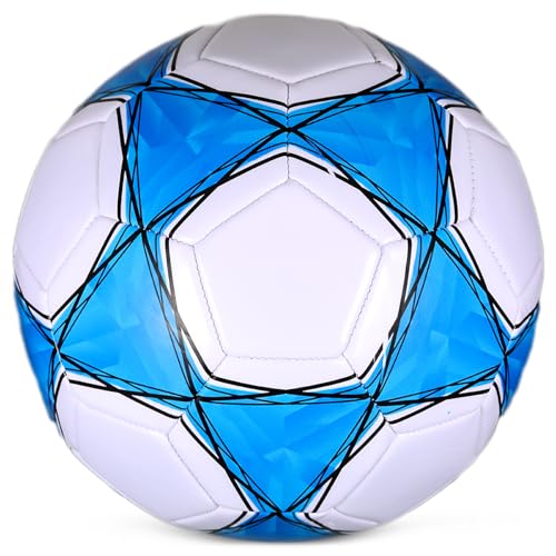 Professioneller FußBall Leder Größe 5 Anti-Luftaustritt Professioneller Fußball Leder Kinder, Offizieller Training Fusball, Wasserdicht Ball Wettbewerb für Kinder Jugendliche Erwachsene (Weiß-Blaue) Professioneller FußBall Leder Größe 5 Anti-Luftaustritt Professioneller Fußball Leder Kinder, Offizieller Training Fusball, Wasserdicht Ball Wettbewerb für Kinder Jugendliche Erwachsene (Weiß-Blaue) von pwavum