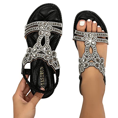 Sandalen für mädchen, Sandalen Damen Sommer Elegant Boho Flache Sandalen mit Strass Glitzer T-Riemen Sommerschuhe Flip Flops Weichen Sohlen Bequem Sandaletten Freizeit Gummiband Slingback Sandalen für mädchen, Sandalen Damen Sommer Elegant Boho Flache Sandalen mit Strass Glitzer T-Riemen Sommerschuhe Flip Flops Weichen Sohlen Bequem Sandaletten Freizeit Gummiband Slingback von pxjsdwe