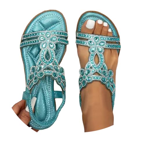 damen sommerschuhe, Sandalen Damen Sommer Elegant Boho Flache Sandalen mit Strass Glitzer T-Riemen Sommerschuhe Flip Flops Weichen Sohlen Bequem Sandaletten Freizeit Gummiband Slingback Strandsandalen damen sommerschuhe, Sandalen Damen Sommer Elegant Boho Flache Sandalen mit Strass Glitzer T-Riemen Sommerschuhe Flip Flops Weichen Sohlen Bequem Sandaletten Freizeit Gummiband Slingback Strandsandalen von pxjsdwe