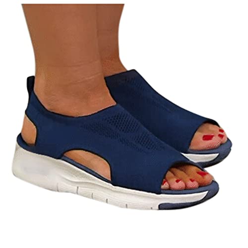 sommerschuhe damen, Orthopädische Sandalen Damen Sommer Bequem Waschbare Slingback Orthopädische Slide Sport Sandalen mit Weiche Fussbett Outdoor Trekkingsandalen Casual Strick Mesh Plateau Sandalette von pxjsdwe