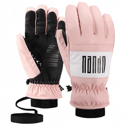 Schneemobil-Handschuhe, Skihandschuhe für Herren und Damen, wasserdicht, winddicht, Touchscreen-Snowboard-Handschuhe, warme Winterhandschuhe mit Handgelenkschlaufen für kaltes Wetter.(Rosa,S) von pykaaiiu