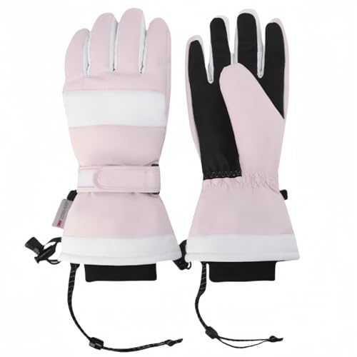 pykaaiiu Winterhandschuhe,-30°Skihandschuhe Wasserdicht Warme Touchscreen Handschuhe,Winddicht Fahrradhandschuhe Herren Damen fur Skifahren,Wandern,Radfahren,Motorradfahren(Rosaweiß,L) von pykaaiiu