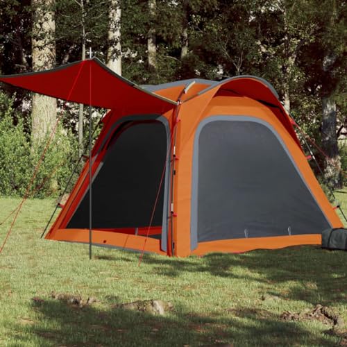 qohoio Campingzelt 4 Personen Camping Zelt Camping Tent Camping ZubehöR Zelt Grau & Orange 240x221x160 cm 185T Taft von qohoio