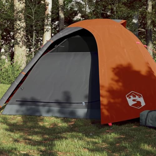 qohoio Campingzelt 4 Personen Camping Zelt Camping Tent Camping ZubehöR Zelt Grau & Orange 267x272x145 cm 185T Taft von qohoio