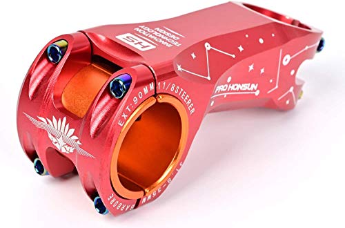 31.8/35mm -17 Grad 90mm Bike Lenker Vorbau Bunt 3D geschmiedete Legierung CNC Vorbau Fahrrad MTB Vorbau für Mountainbike, Rennrad, BMX, Track Bike (rot) von qqy