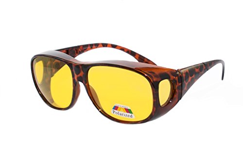 rainbow safety Überbrille Sonnenbrille für Brillenträger Schutzbrille für Sport Radfahren Skifahren Angeln Auto Nachtsichtbrille Polarisierte Gläser RWN10 Braun von rainbow safety