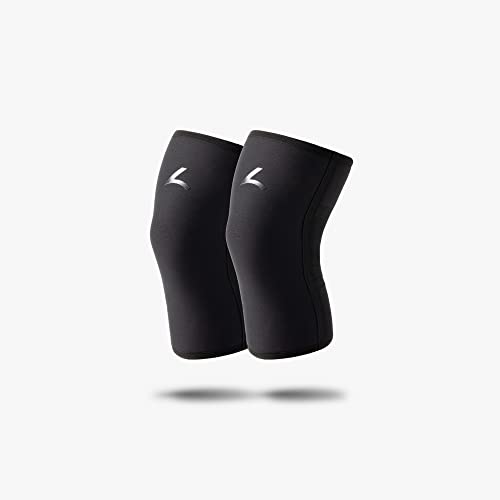 reeva Unisex-Adult Powerlifting Sleeves-7mm Knee Sleeve, Black, L von reeva