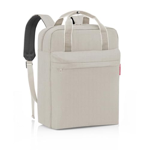 reisenthel allday backpack M - vielseitiger Rucksack für Alltag, Reisen, Einkaufen oder Arbeit - wasserabweisend, Handgepäck zugelassen, Couleur:herringbone sand von reisenthel