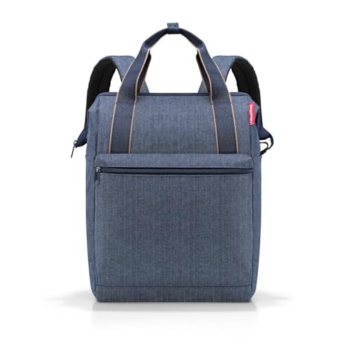 reisenthel allrounder R Large Groß Rucksack und Tragetasche in einem Mit Stecklasche für Reisetrolleys, Couleur:herringbone dark blue von reisenthel