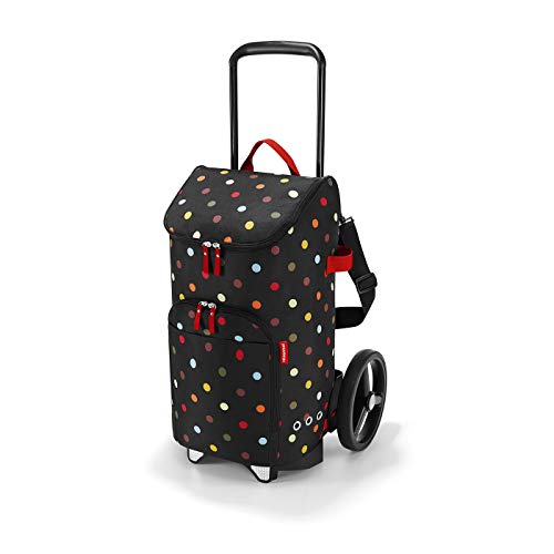 citycruiser Rack + citycruiser Bag Set, moderner, robuster Einkaufstrolley aus Aluminium, leichtlaufende Rollen - große Einkaufstasche, 34x60x24 cm, 45 l, dots (7009) von reisenthel