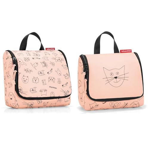 reisenthel toiletbag Cats and Dogs Rose Maße: 23 x 20 x 10 cm/Maße: 23 x 55 x 8,5 cm expanded/Volumen: 3 l & toiletbag S Kids Cats and Dogs Rose Ma?e: 18,5 x 16 x 7 cm/Volumen: 1,5 l von reisenthel