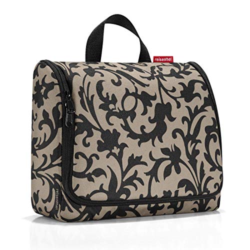 reisenthel toiletbag XL WO7027 baroque taupe – Kulturbeutel mit 4l Volumen – Aufklappbar mit Haken zum Aufhängen und Spiegel – B 28 x H 25 x T 10 cm von reisenthel