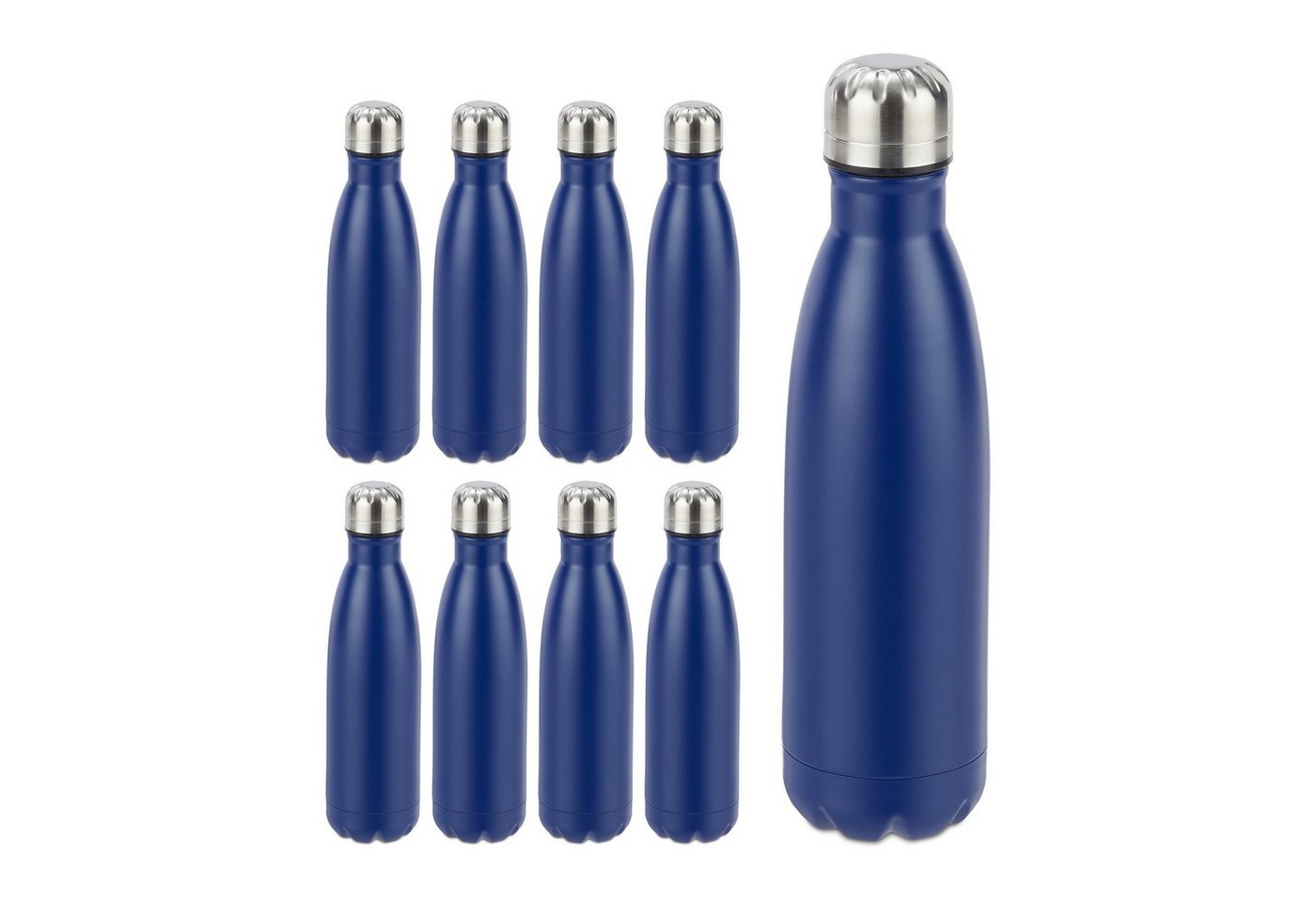 relaxdays Isolierflasche 9 x Trinkflasche Edelstahl blau relaxdays Isolierflasche 9 x Trinkflasche Edelstahl blau von relaxdays