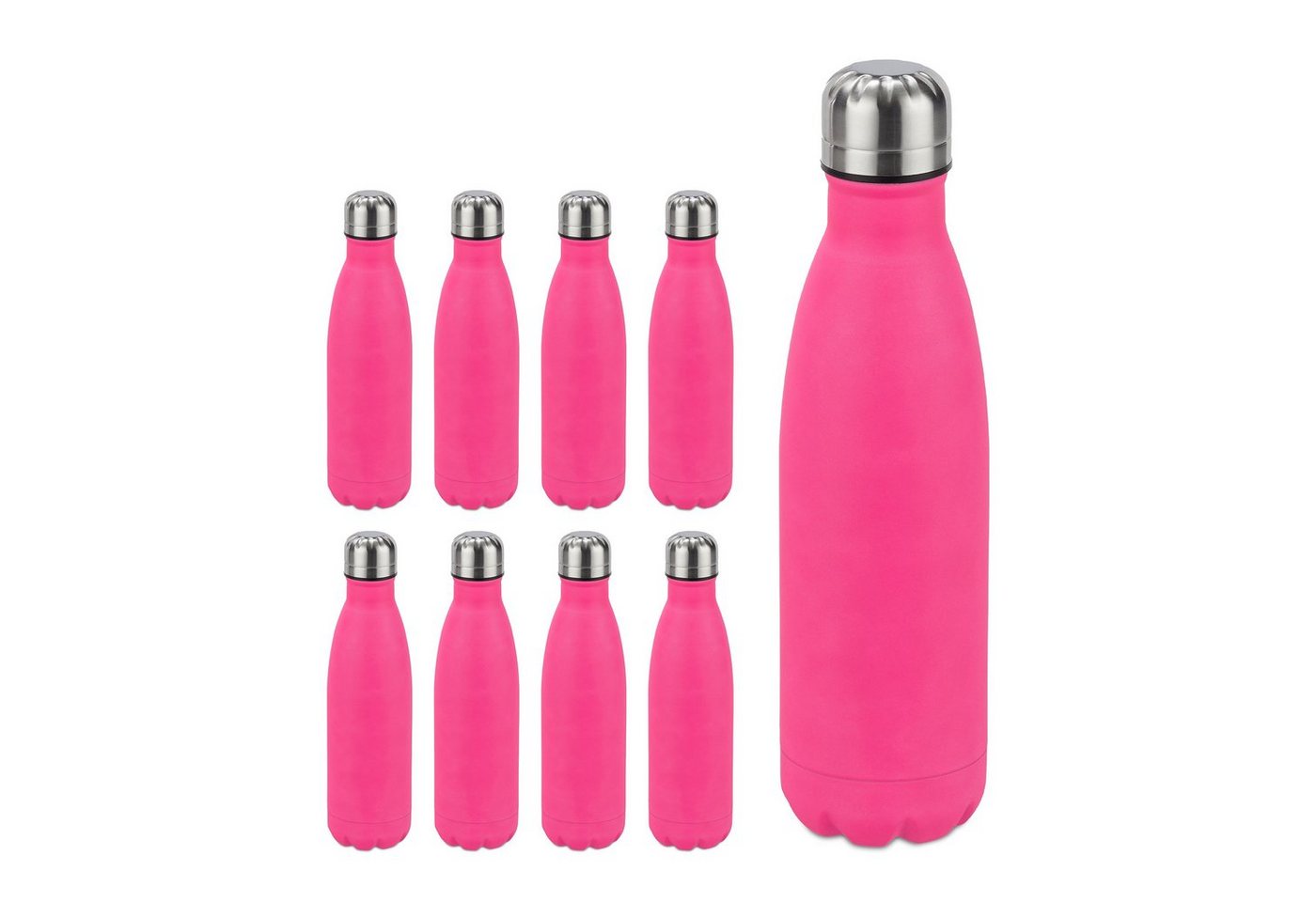 relaxdays Isolierflasche 9 x Trinkflasche Edelstahl pink relaxdays Isolierflasche 9 x Trinkflasche Edelstahl pink von relaxdays