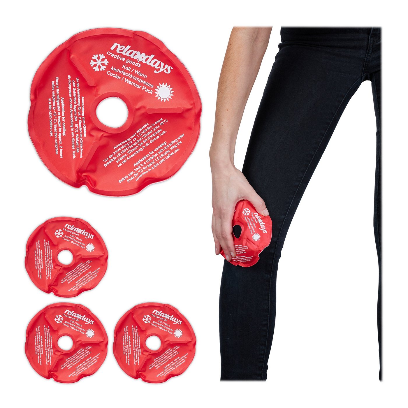 relaxdays Kalt-Warm-Kompresse 4er Set Knie Kühlpads in Rot relaxdays Kalt-Warm-Kompresse 4er Set Knie Kühlpads in Rot von relaxdays