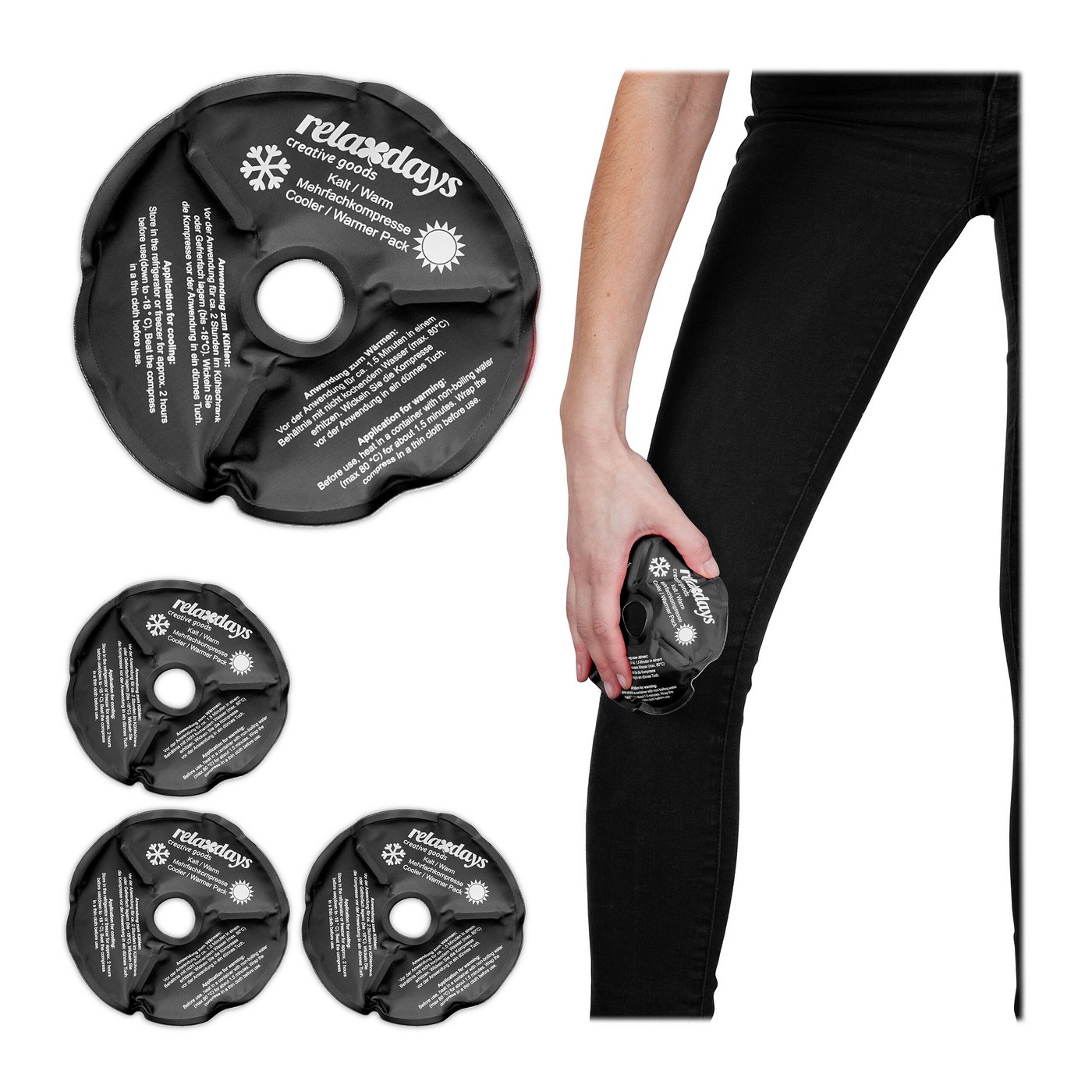 relaxdays Kalt-Warm-Kompresse 4er Set Knie Kühlpads in Schwarz relaxdays Kalt-Warm-Kompresse 4er Set Knie Kühlpads in Schwarz von relaxdays