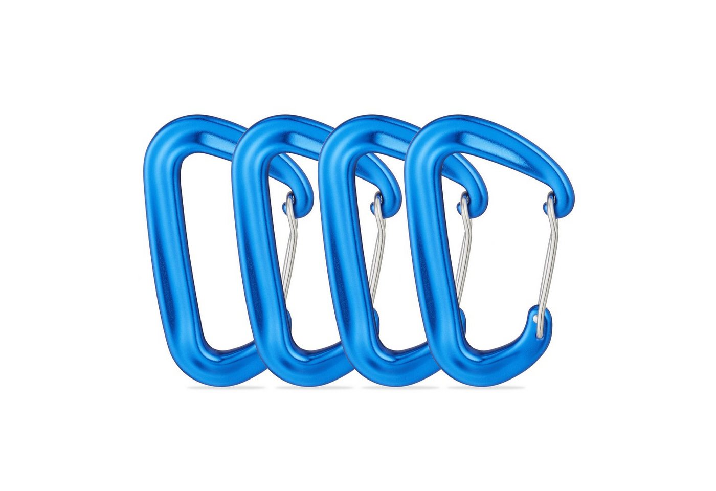 relaxdays Karabiner Aluminium 4er Set, Blau von relaxdays