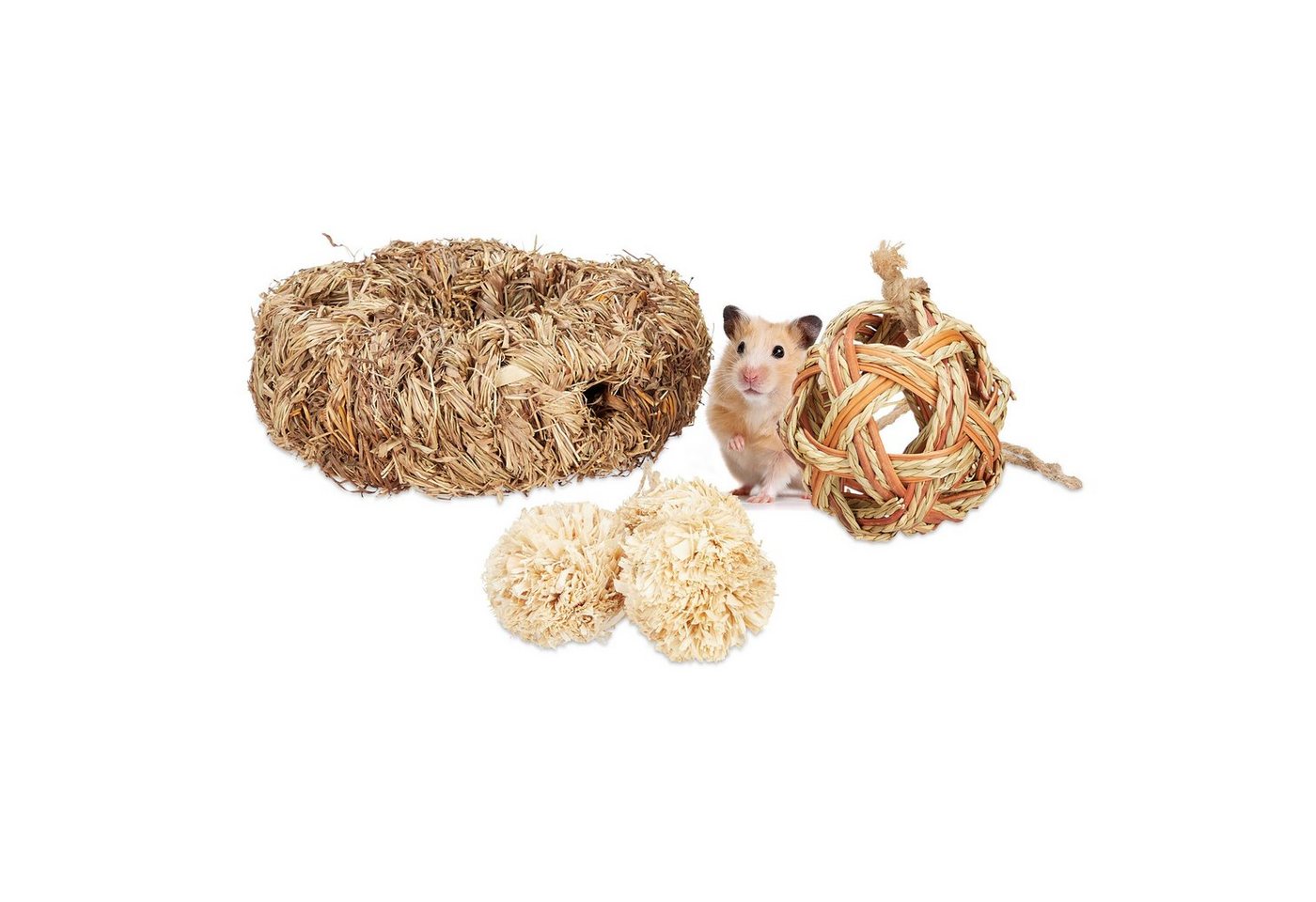 relaxdays Kleintiertunnel Hamster Zubehör Set 5 tlg., Pflanzenfaser relaxdays Kleintiertunnel Hamster Zubehör Set 5 tlg., Pflanzenfaser von relaxdays