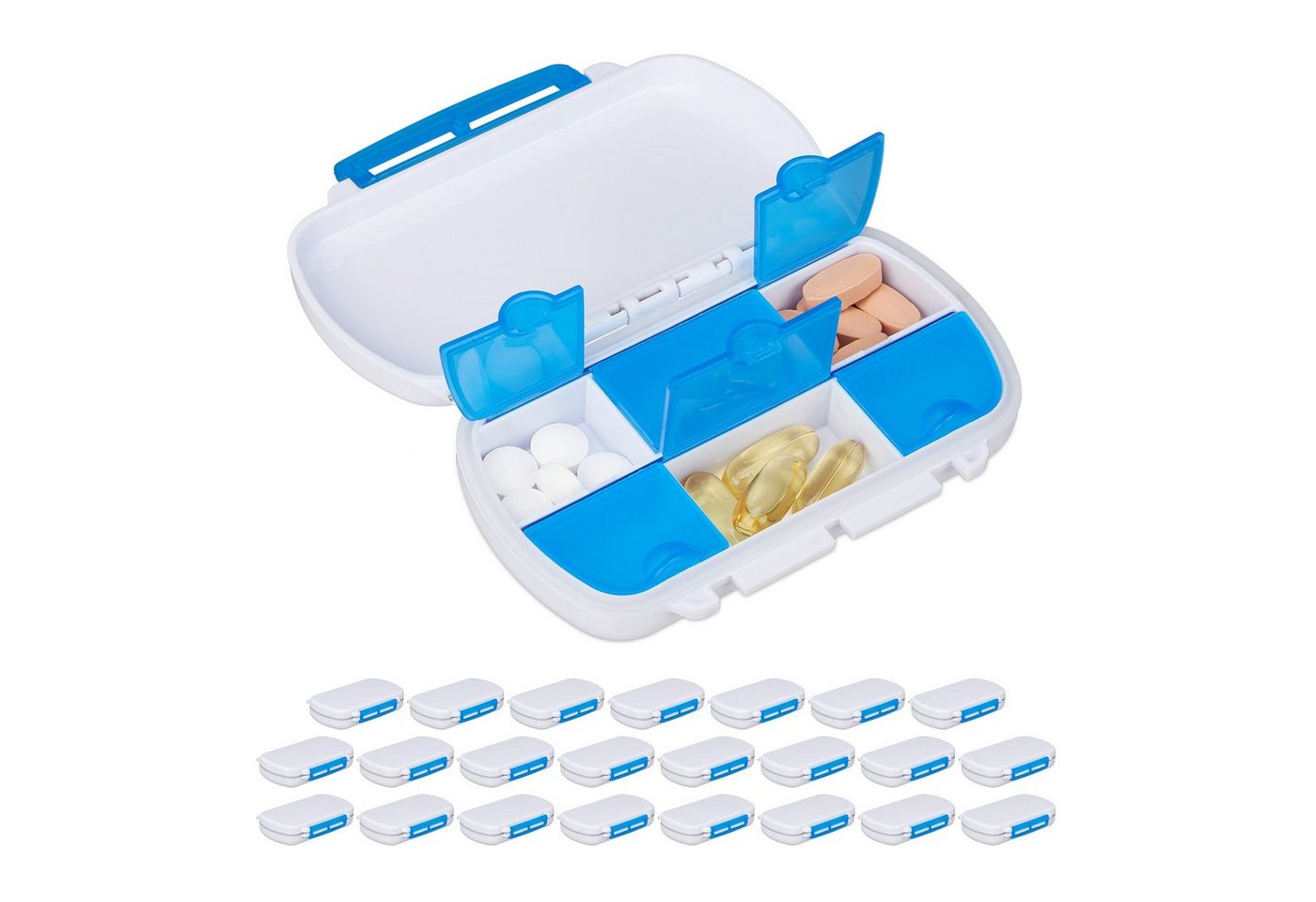 relaxdays Pillendose 24 x Tablettendose 6 Fächer relaxdays Pillendose 24 x Tablettendose 6 Fächer von relaxdays
