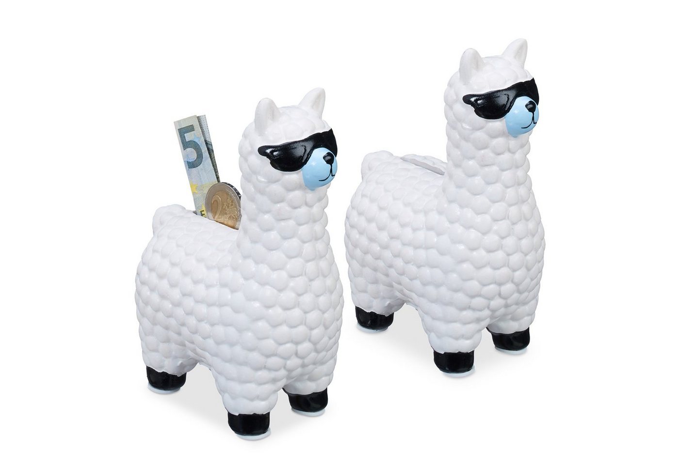 relaxdays Spardose 2 x Lama Spardose mit Sonnenbrille weiß relaxdays Spardose 2 x Lama Spardose mit Sonnenbrille weiß von relaxdays