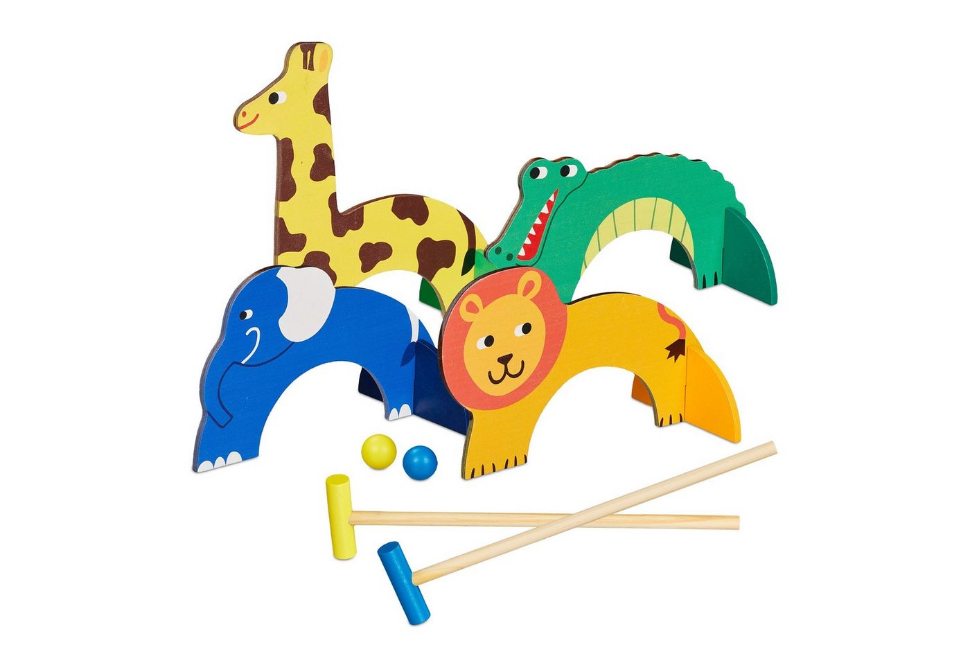 relaxdays Spielzeug-Gartenset Krocket Spiel für Kinder im Tier-Design von relaxdays