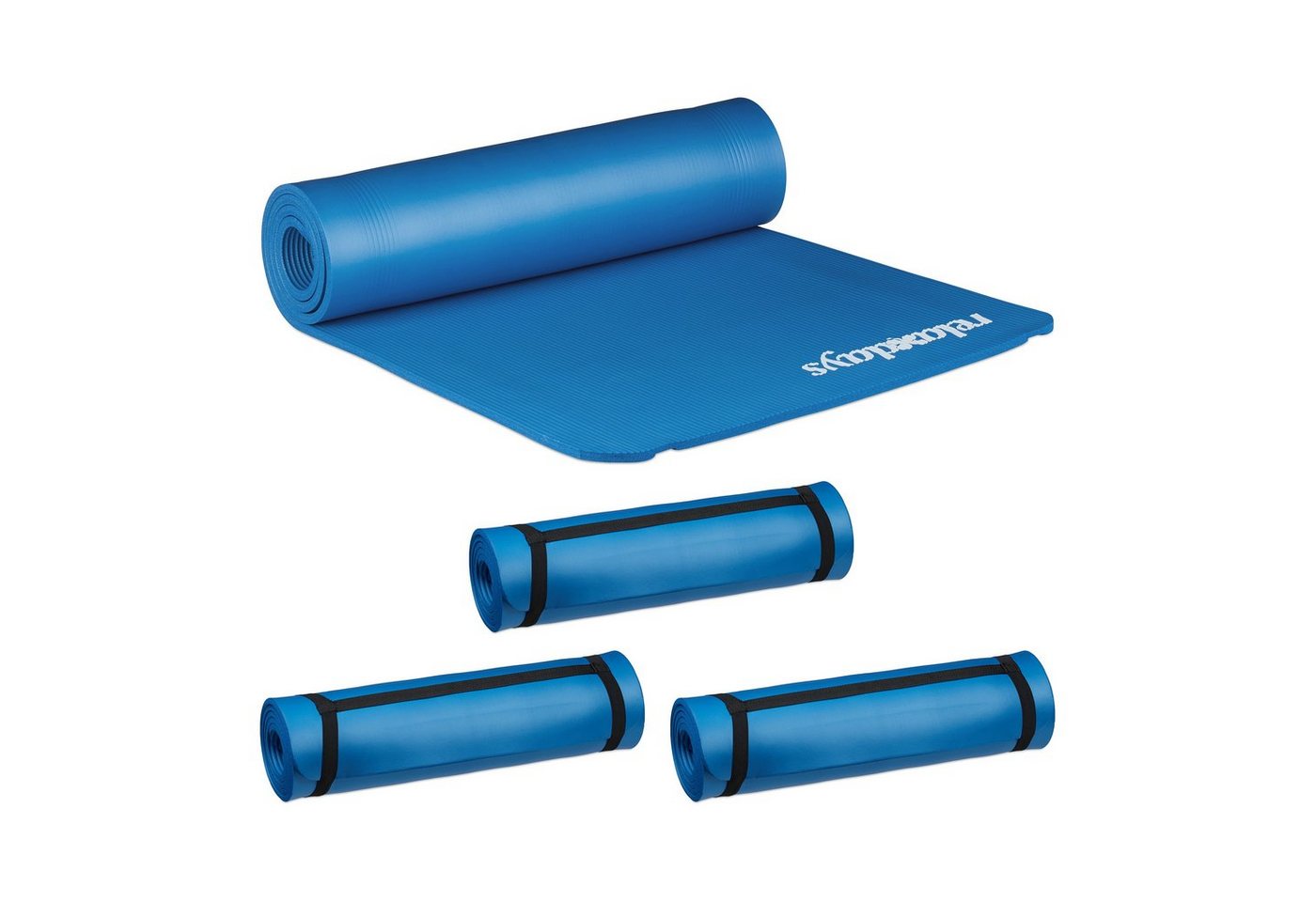 relaxdays Yogamatte 4 x Yogamatte 1 cm dick blau von relaxdays