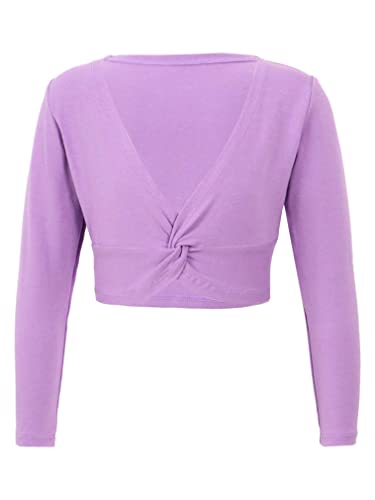 renvena Ballettjacke Mädchen Langarm Bolero Wickeljacke Baumwolle Ballett Strickjacke warm Ballettkleidung für 1-14 Jahre Kinder Violett 152-164 von renvena