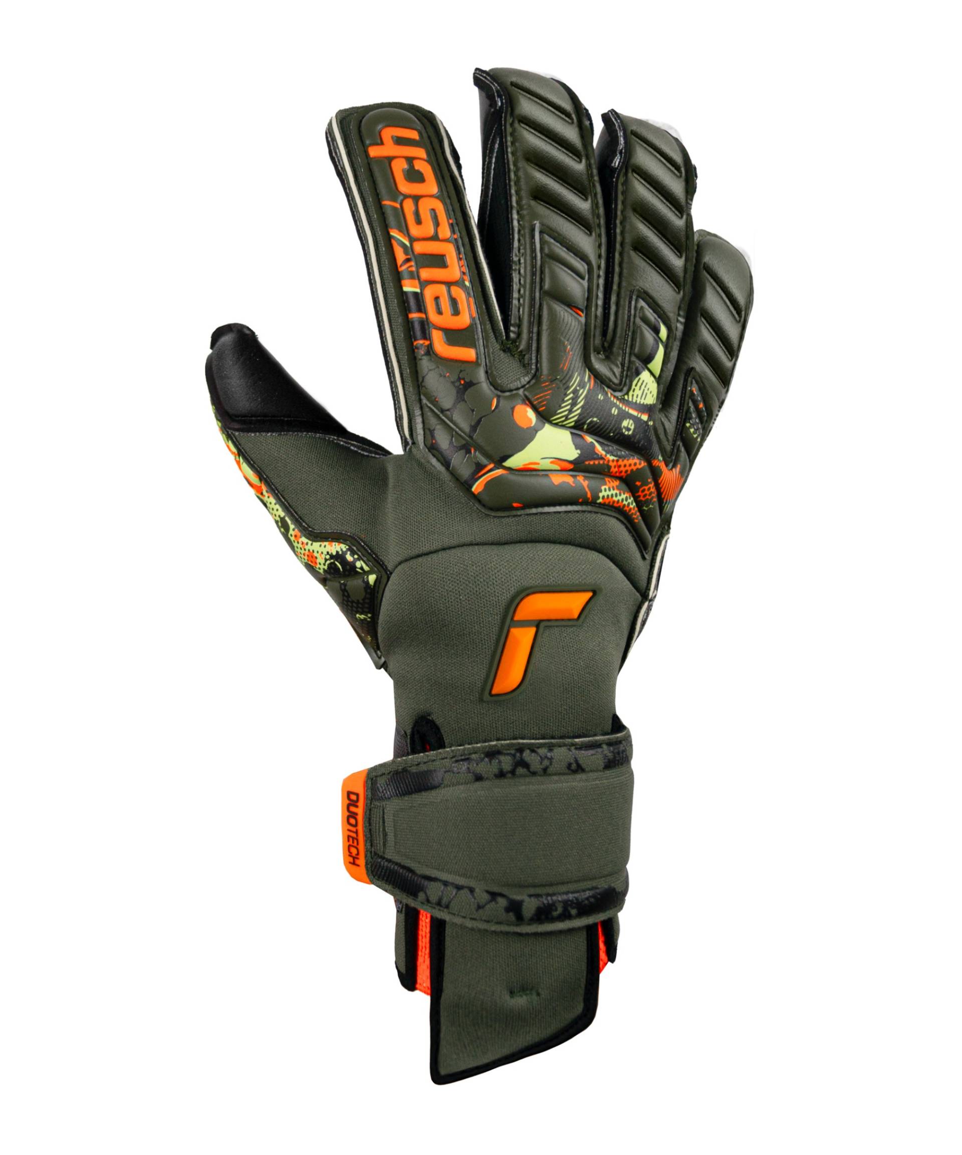 Reusch Attrakt Duo Evolution AdaptiveFlex Torwarthandschuhe Grün Orange Schwarz F5555 von reusch