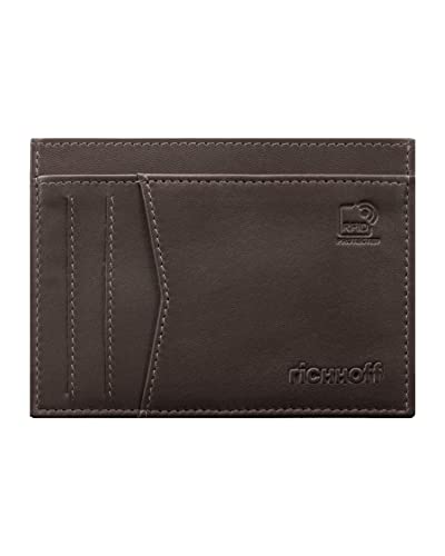 richhoff Karten Etui aus Premium Nappa Leder mit RFID Schutz – 8 Kartenfächer – Kreditkartenhalter für Männer im minimalistischen Design, Braun von richhoff