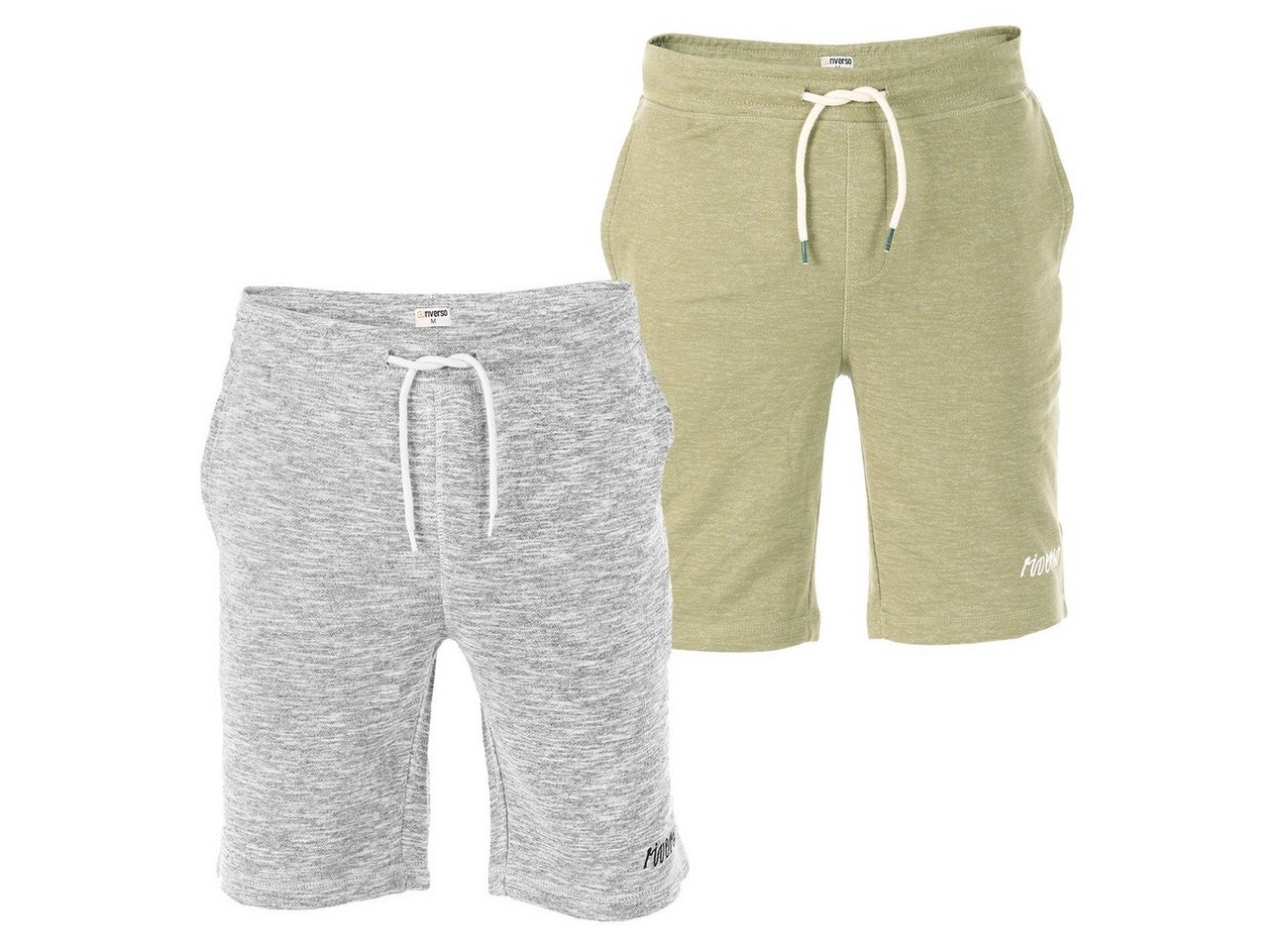 riverso Sweatshorts Herren Shorts RIVMike 2er Pack Regular Fit Bermudashorts aus pflegeleichter Baumwollmischung von riverso