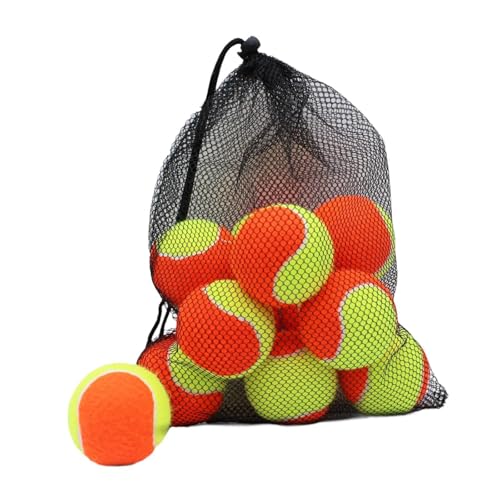 rockible 18x Tennisbälle Trainingsbälle 64 mm Durchmesser Verschleißfeste elastische Bälle zum Spielen Anfänger Tennisbegeisterte, Orange Gelb von rockible