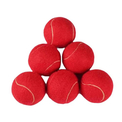 rockible 6X Tennisbälle, elastische Übungsbälle mit 6,4 cm Durchmesser, verschleißfeste Trainingsbälle für Spiele, Outdoor-Unterhaltung, Sport, ROT von rockible